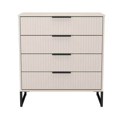 Fluted Chest of Drawers Off-White 4 Drawers 93cm