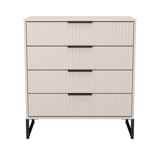 Fluted Chest of Drawers Off-White 4 Drawers 93cm