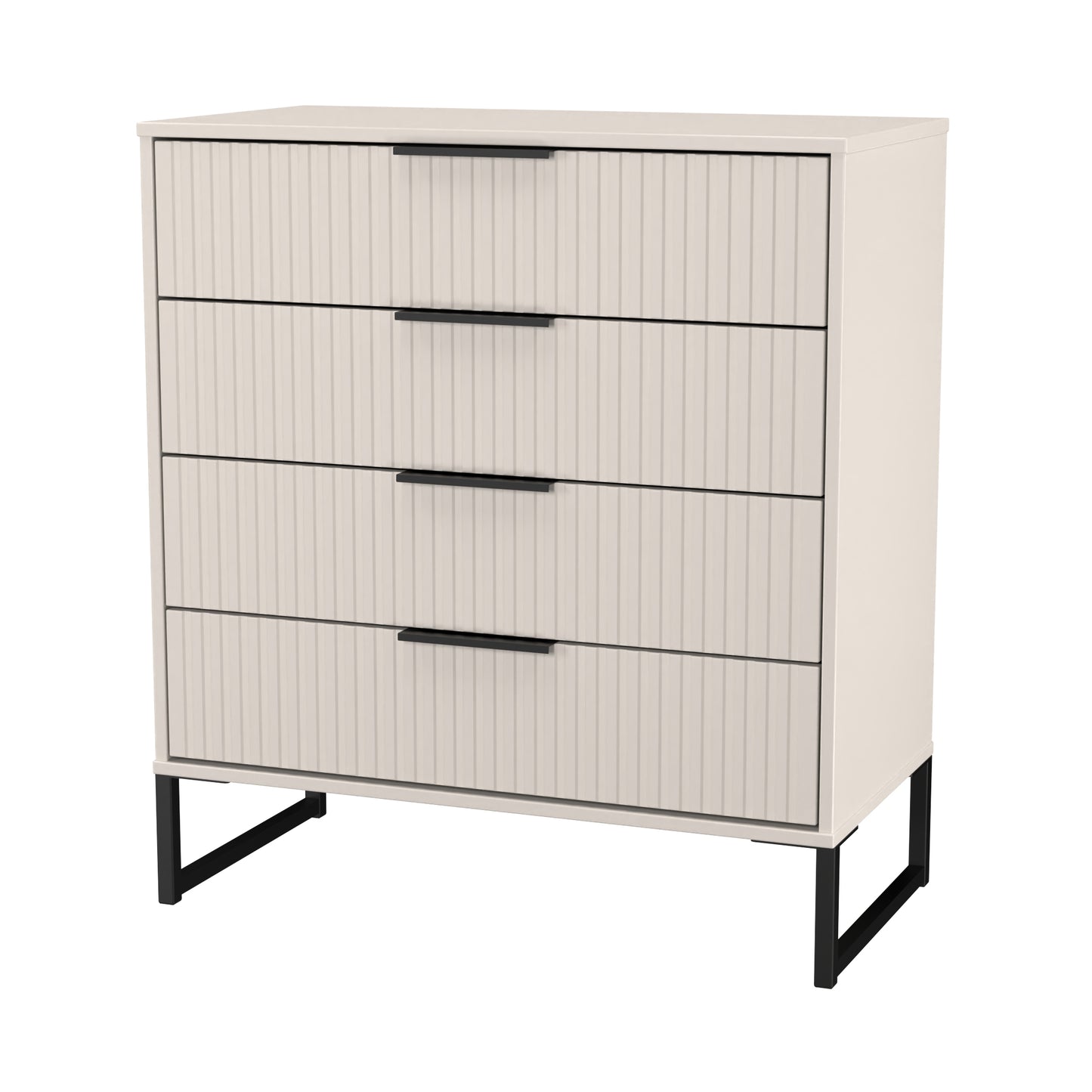 Fluted Chest of Drawers Off-White 4 Drawers 93cm
