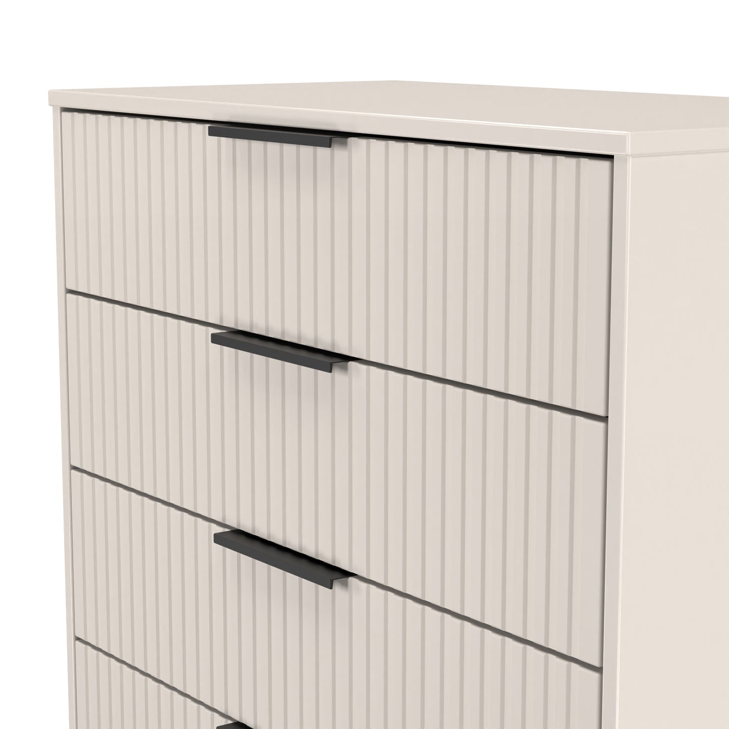Fluted Chest of Drawers Off-White 4 Drawers 93cm