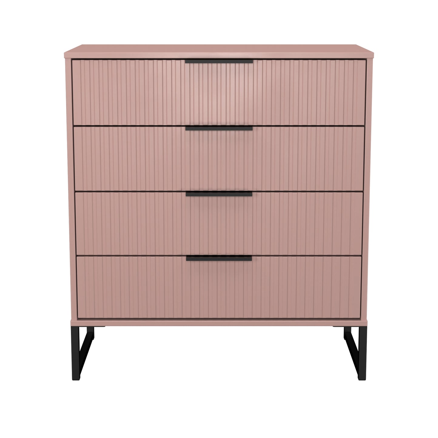 Fluted Chest of Drawers Pink 4 Drawers 93cm