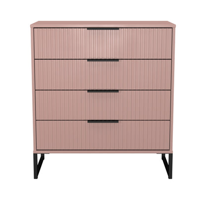 Fluted Chest of Drawers Pink 4 Drawers 93cm