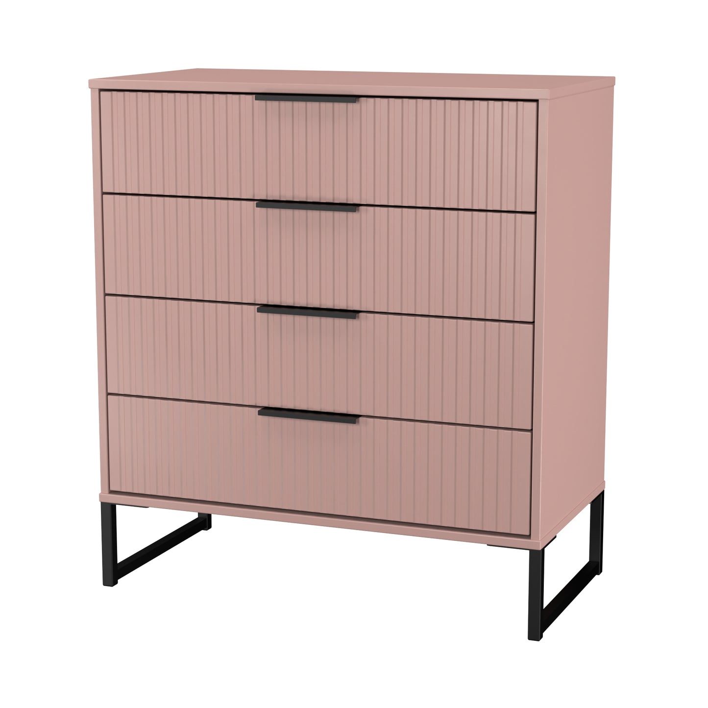 Fluted Chest of Drawers Pink 4 Drawers 93cm
