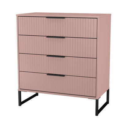 Fluted Chest of Drawers Pink 4 Drawers 93cm