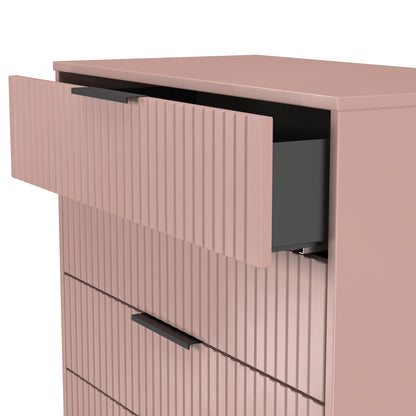 Fluted Chest of Drawers Pink 4 Drawers 93cm