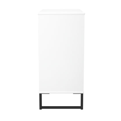 Fluted Chest of Drawers White 4 Drawers 93cm