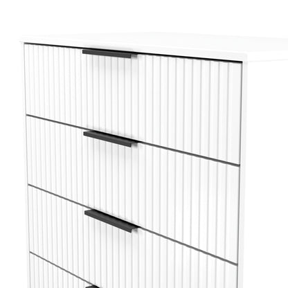Fluted Chest of Drawers White 4 Drawers 93cm