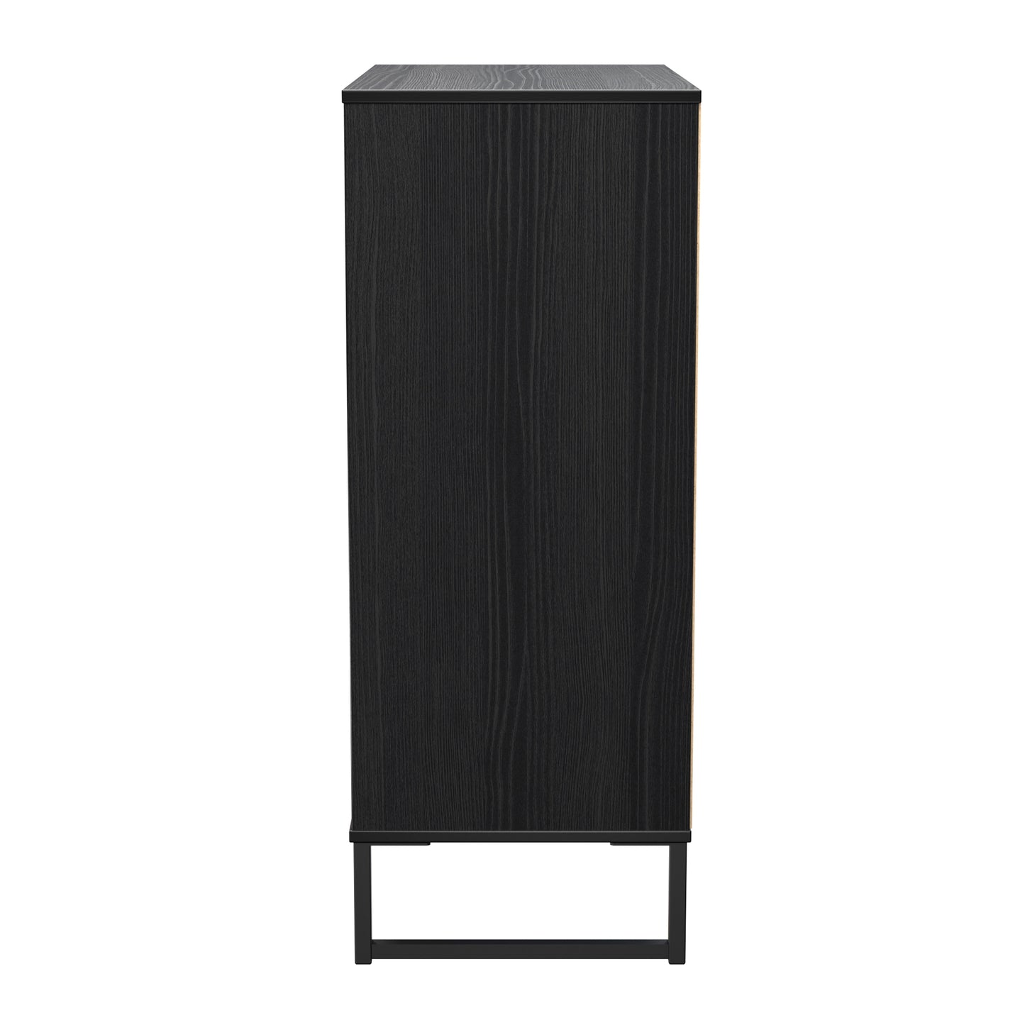 Fluted Tall Chest of Drawers Black 5 Drawers 109cm