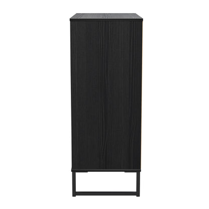 Fluted Tall Chest of Drawers Black 5 Drawers 109cm