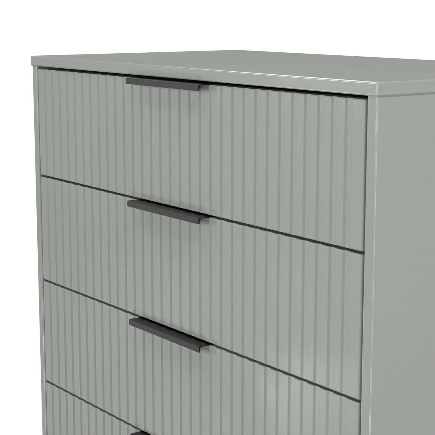 Fluted Tall Chest of Drawers Grey 5 Drawers 109cm