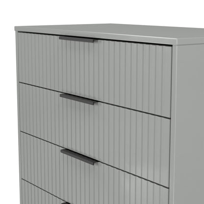 Fluted Tall Chest of Drawers Grey 5 Drawers 109cm