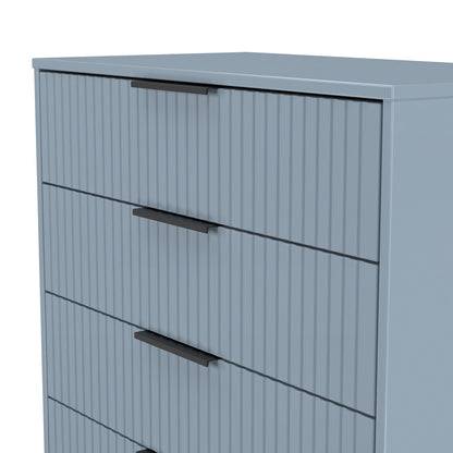 Fluted Tall Chest of Drawers Light Blue 5 Drawers 109cm