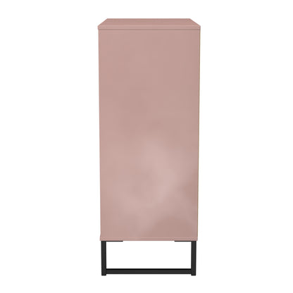 Fluted Tall Chest of Drawers Pink 5 Drawers 109cm
