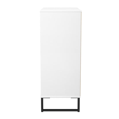 Fluted Tall Chest of Drawers White 5 Drawers 109cm