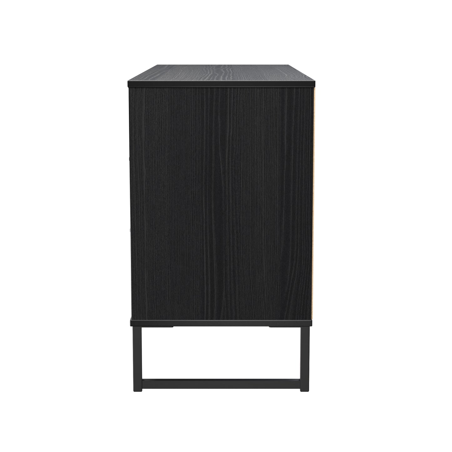 Fluted Large Chest of Drawers Black 6 Drawers 115cm