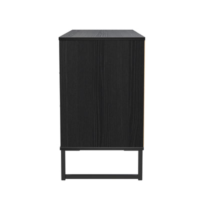 Fluted Large Chest of Drawers Black 6 Drawers 115cm
