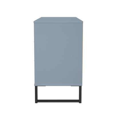 Fluted Large Chest of Drawers Light Blue 6 Drawers 115cm