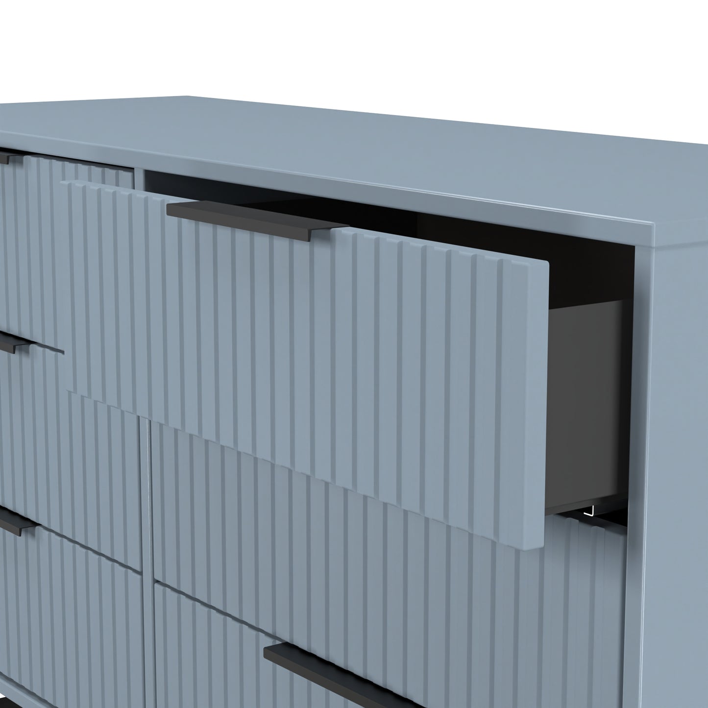 Fluted Large Chest of Drawers Light Blue 6 Drawers 115cm
