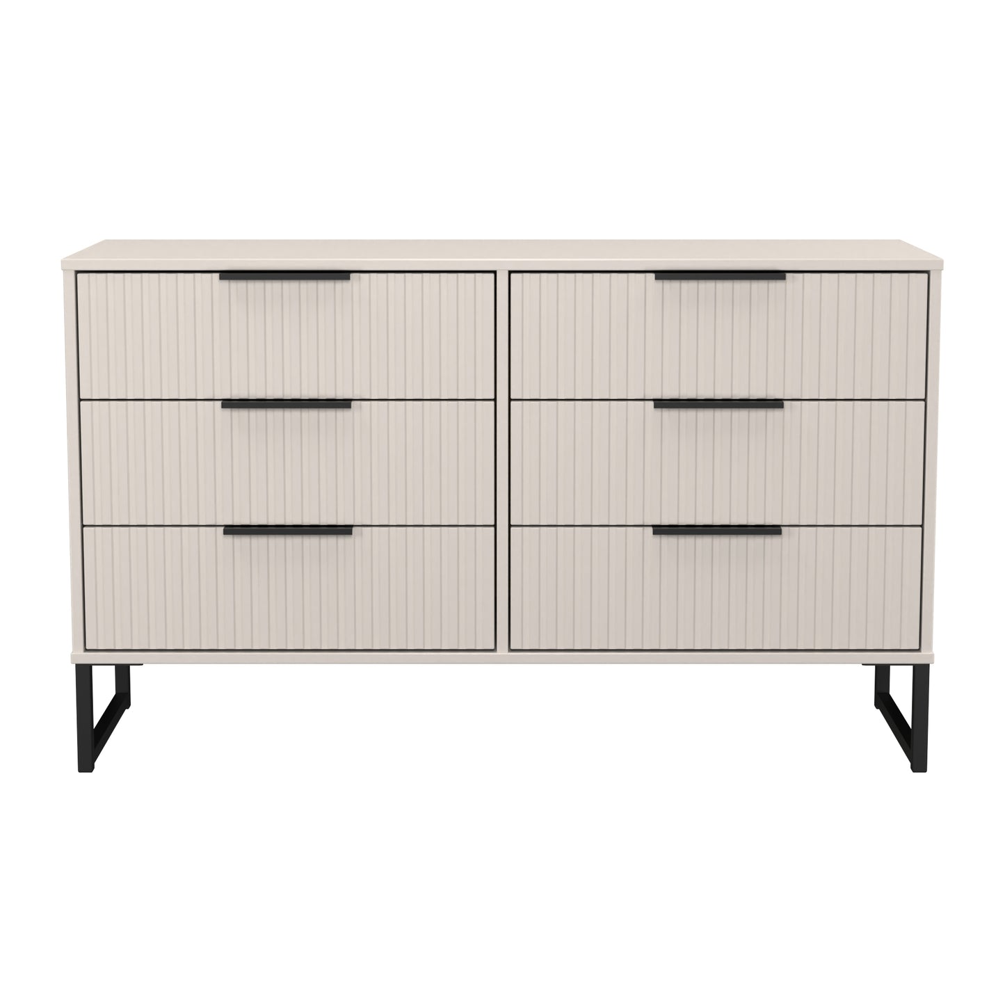 Fluted Large Chest of Drawers Off-White 6 Drawers 115cm