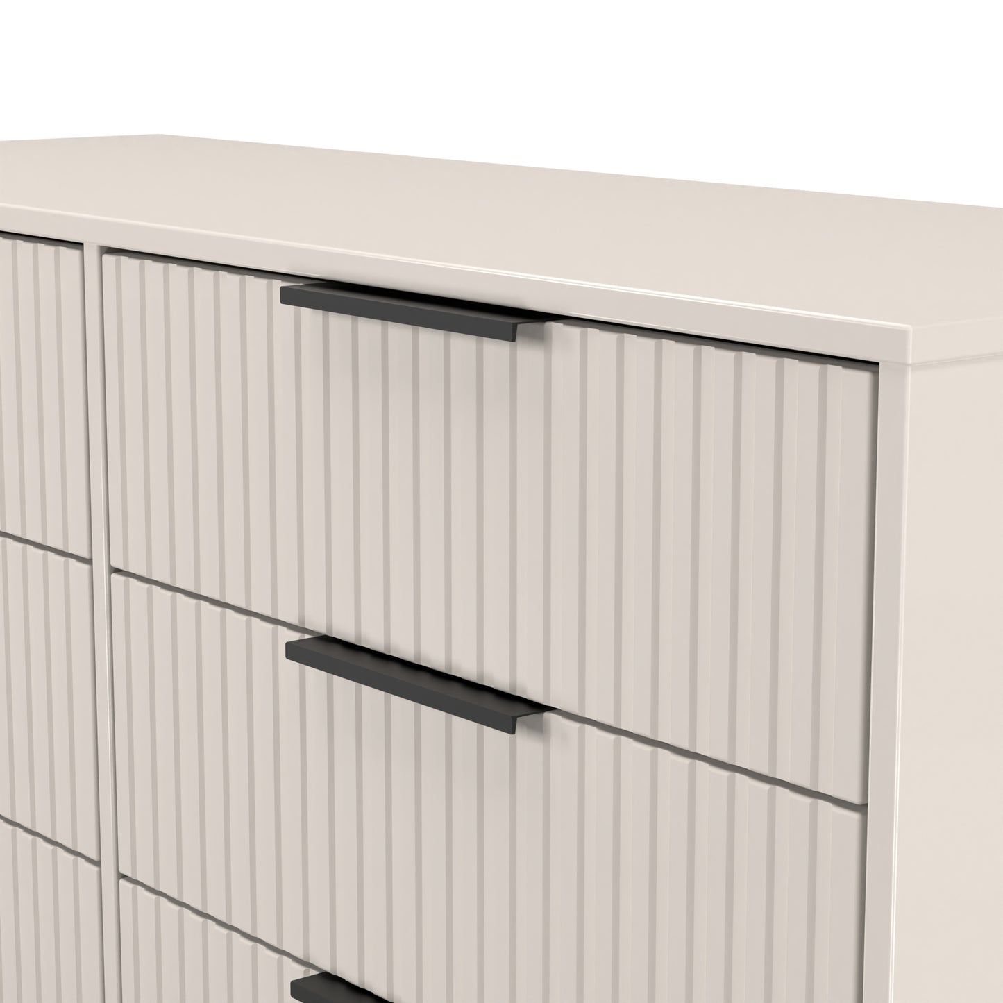 Fluted Large Chest of Drawers Off-White 6 Drawers 115cm