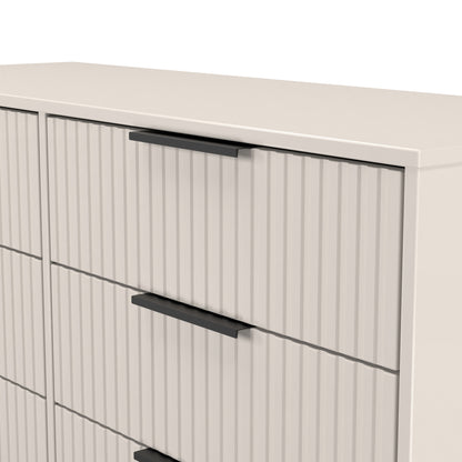 Fluted Large Chest of Drawers Off-White 6 Drawers 115cm