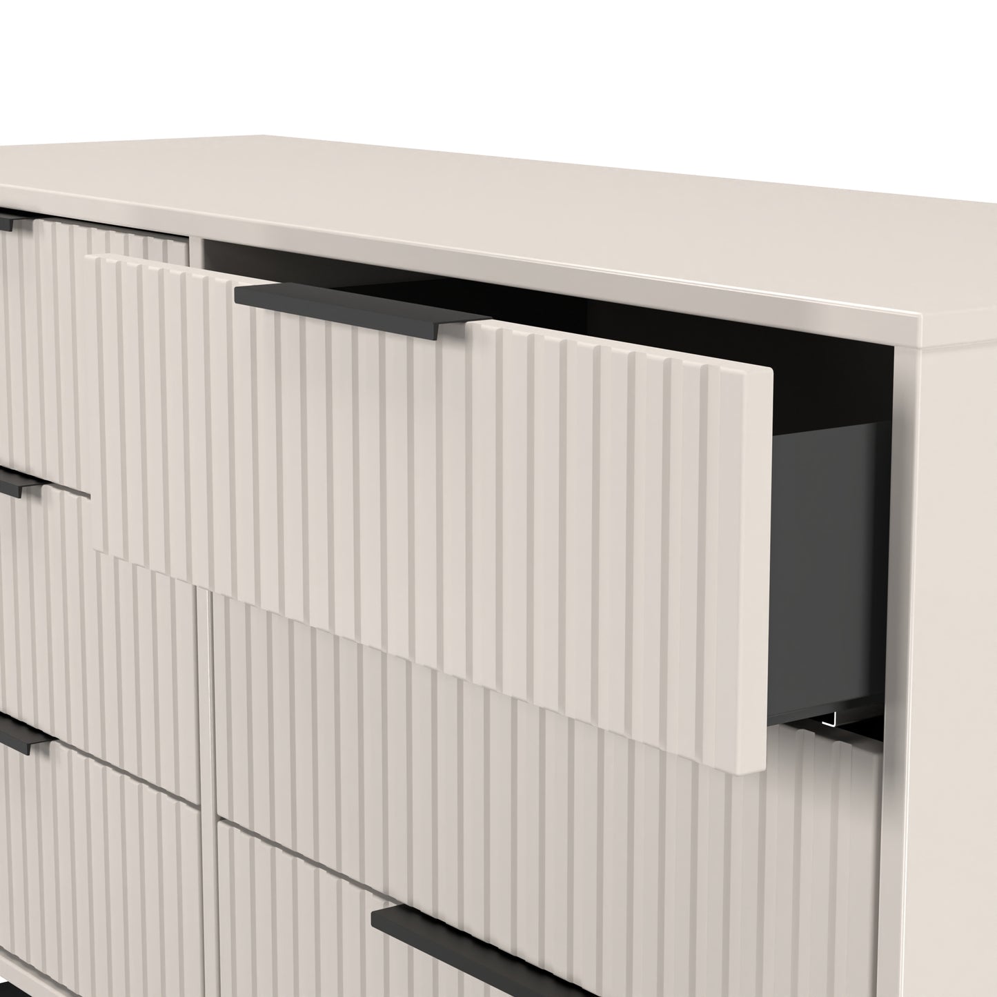 Fluted Large Chest of Drawers Off-White 6 Drawers 115cm