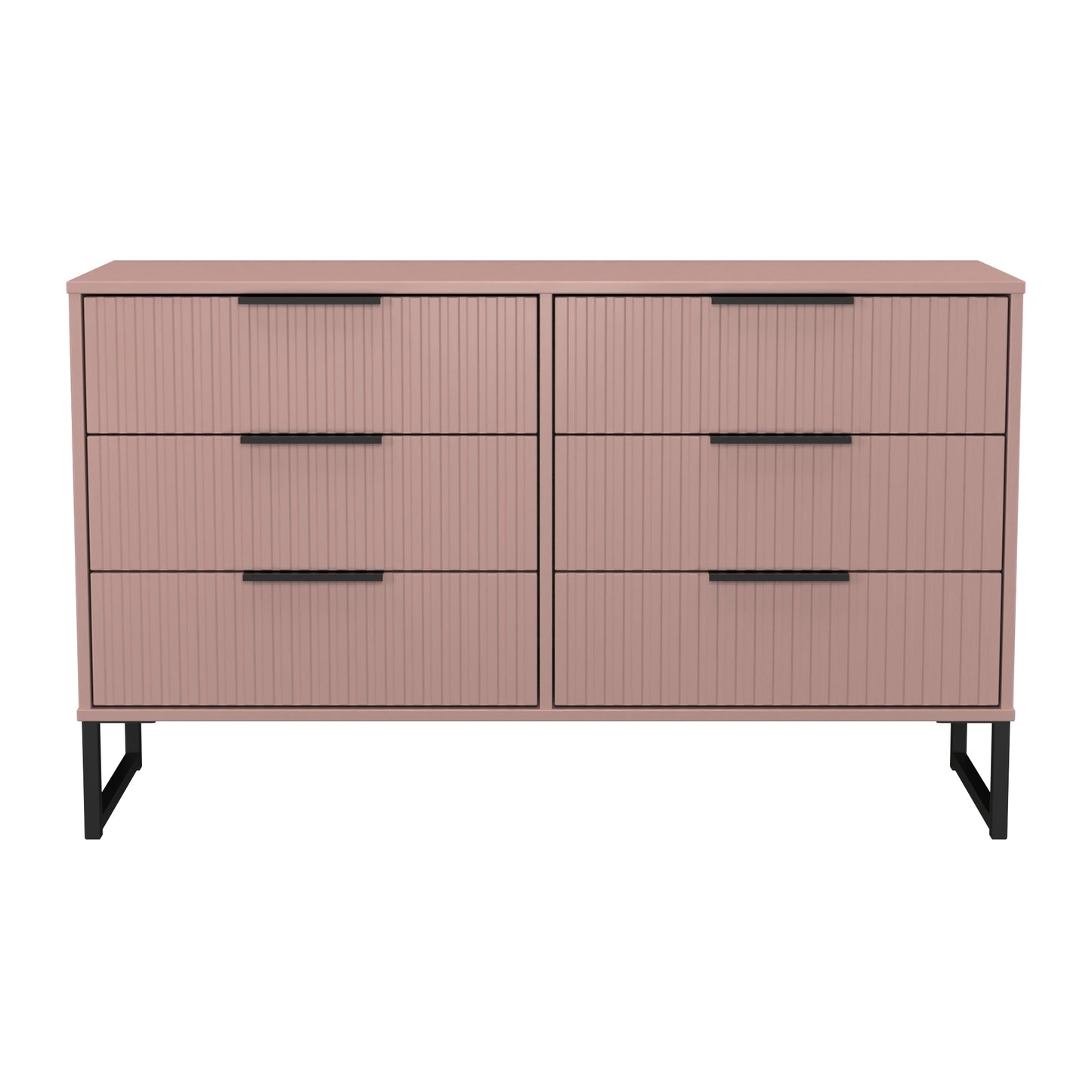 Fluted Large Chest of Drawers Pink 6 Drawers 115cm
