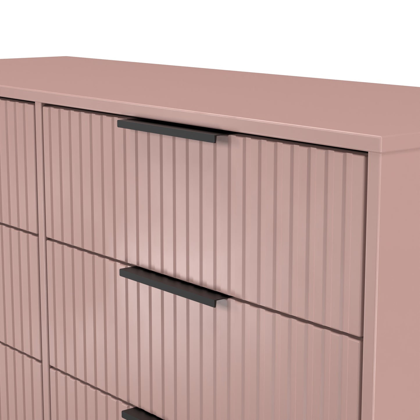 Fluted Large Chest of Drawers Pink 6 Drawers 115cm