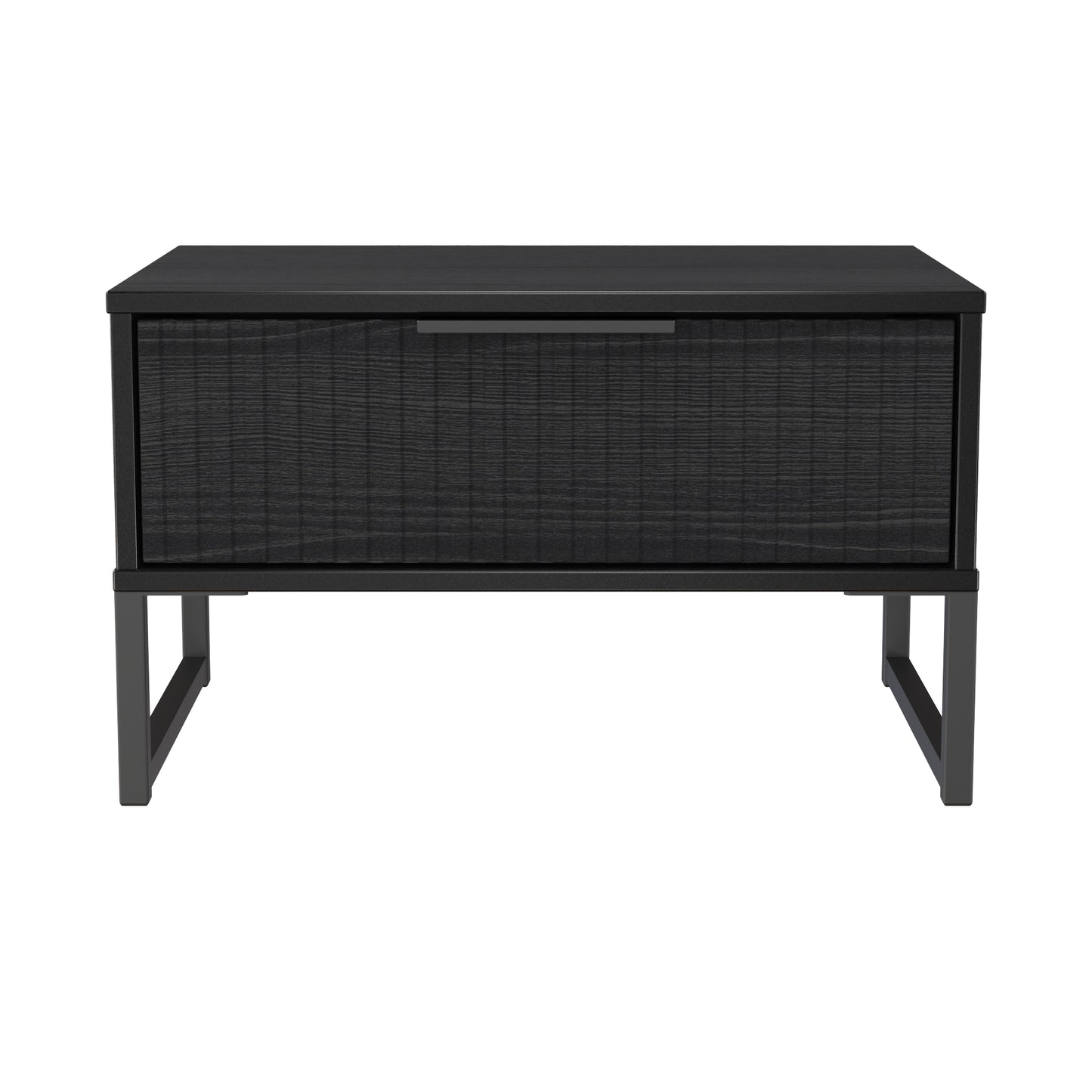 Fluted Side Table Black 1 Drawer 58cm