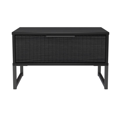 Fluted Side Table Black 1 Drawer 58cm