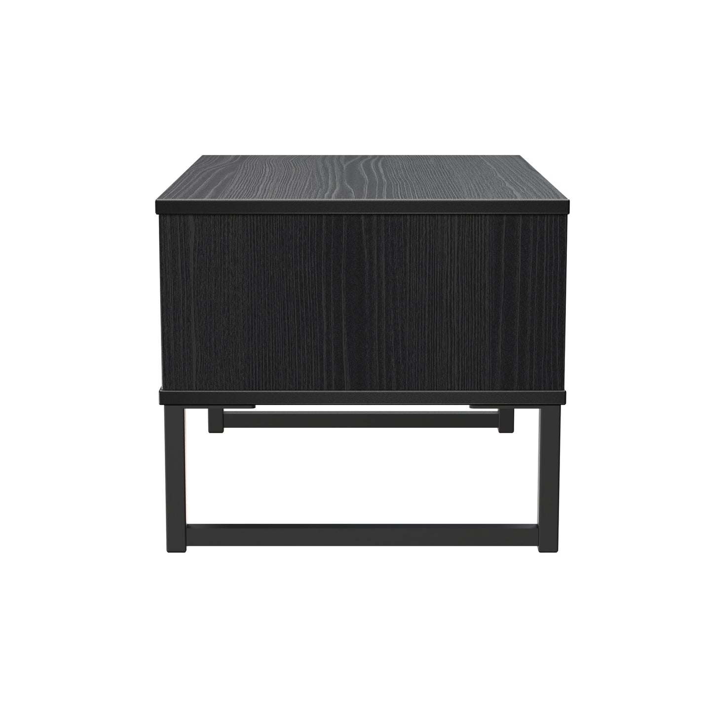 Fluted Side Table Black 1 Drawer 58cm