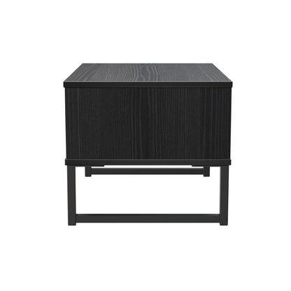 Fluted Side Table Black 1 Drawer 58cm