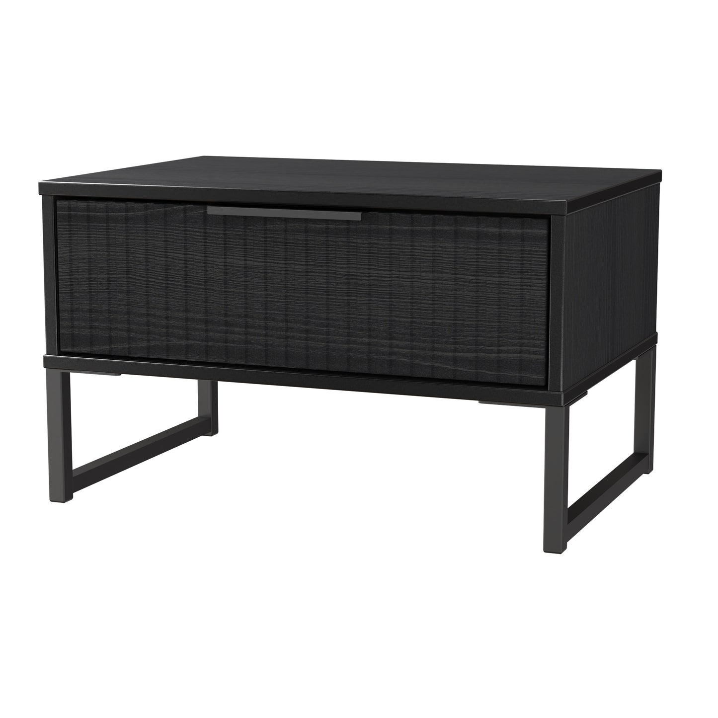 Fluted Side Table Black 1 Drawer 58cm