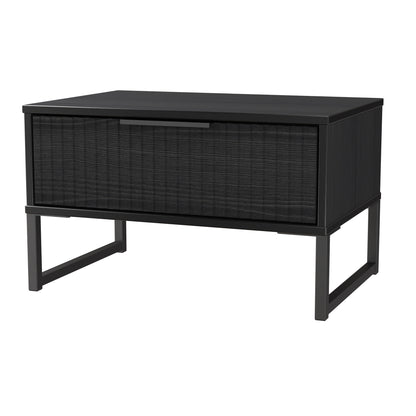 Fluted Side Table Black 1 Drawer 58cm