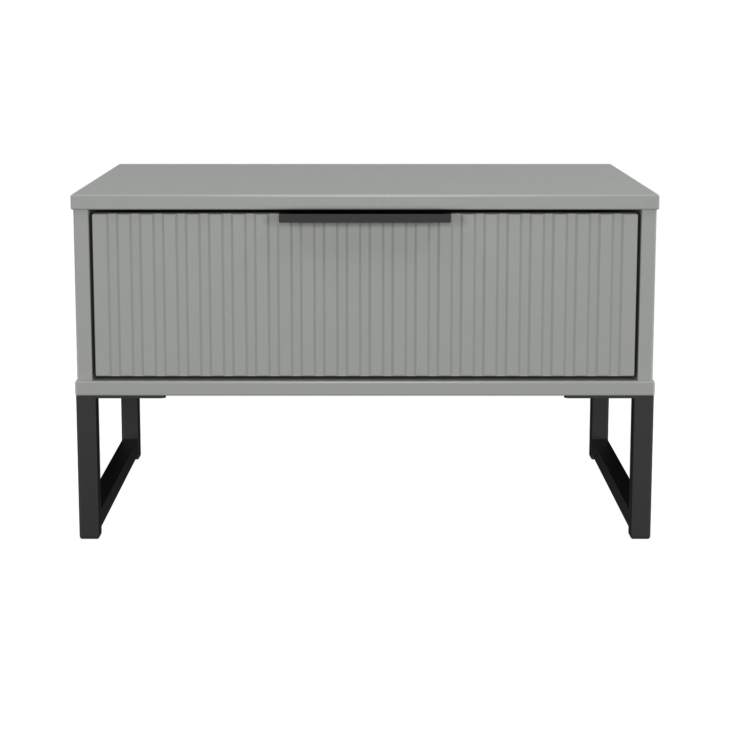 Fluted Side Table Grey 1 Drawer 58cm