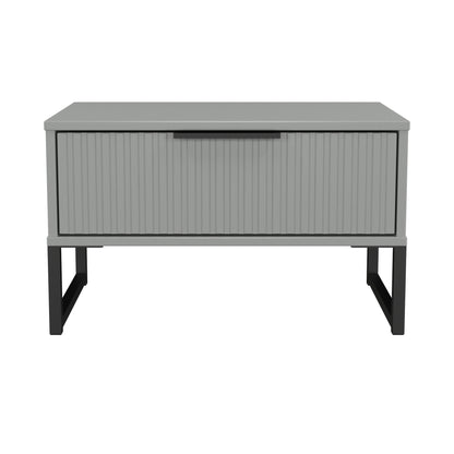 Fluted Side Table Grey 1 Drawer 58cm
