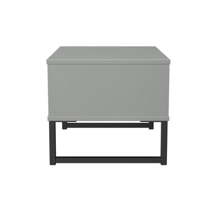 Fluted Side Table Grey 1 Drawer 58cm