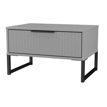 Fluted Side Table Grey 1 Drawer 58cm