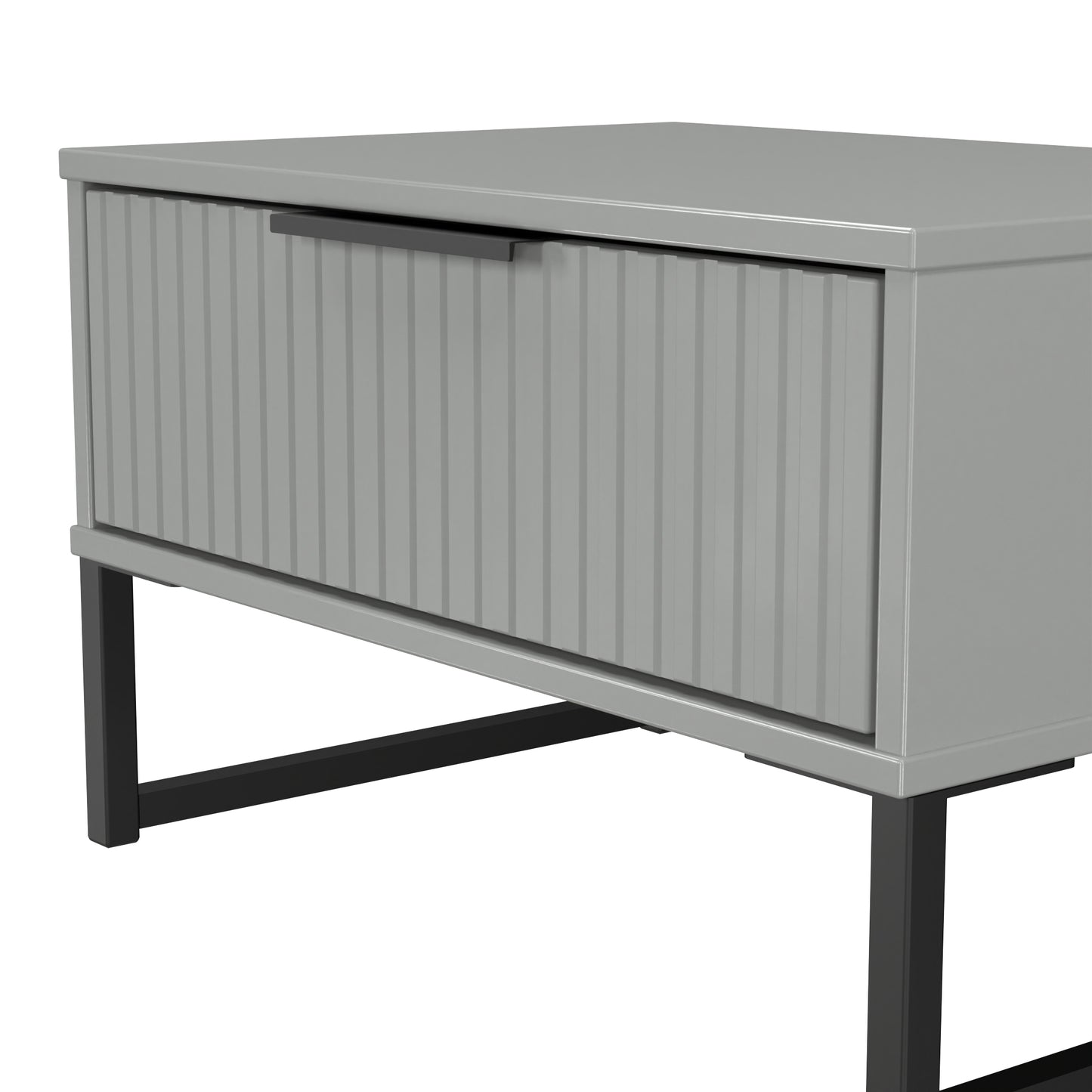 Fluted Side Table Grey 1 Drawer 58cm