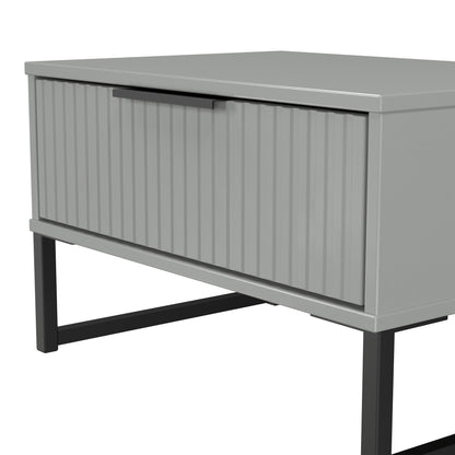 Fluted Side Table Grey 1 Drawer 58cm