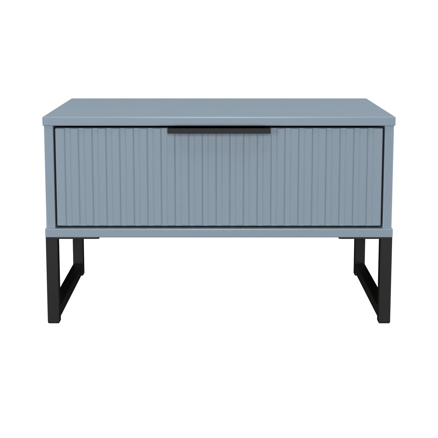 Fluted Side Table Light Blue 1 Drawer 58cm