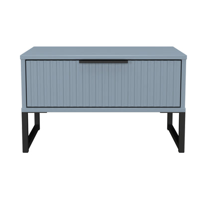 Fluted Side Table Light Blue 1 Drawer 58cm