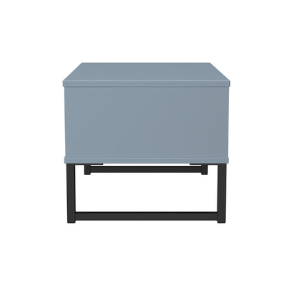 Fluted Side Table Light Blue 1 Drawer 58cm