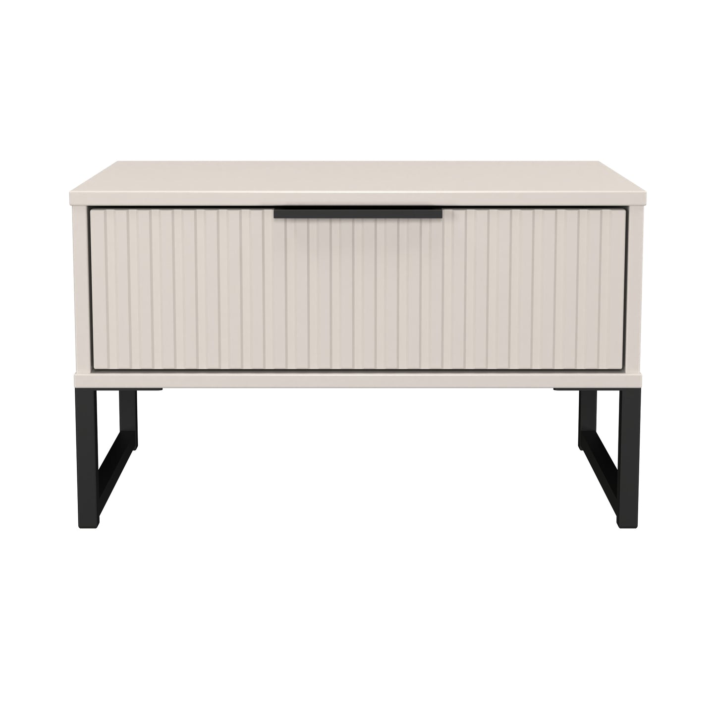 Fluted Side Table Off-White 1 Drawer 58cm