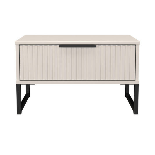Fluted Side Table Off-White 1 Drawer 58cm