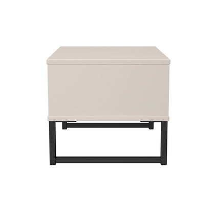 Fluted Side Table Off-White 1 Drawer 58cm