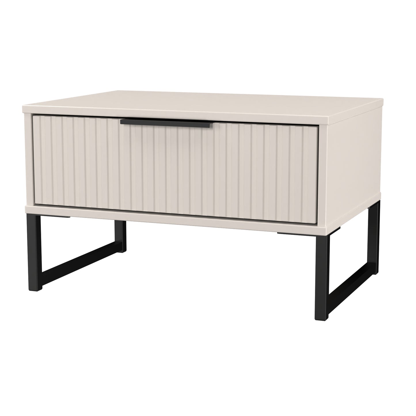 Fluted Side Table Off-White 1 Drawer 58cm