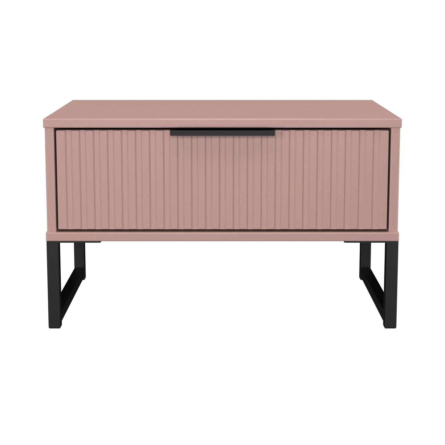 Fluted Side Table Pink 1 Drawer 58cm