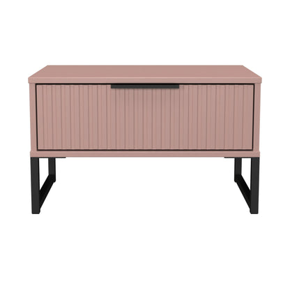Fluted Side Table Pink 1 Drawer 58cm