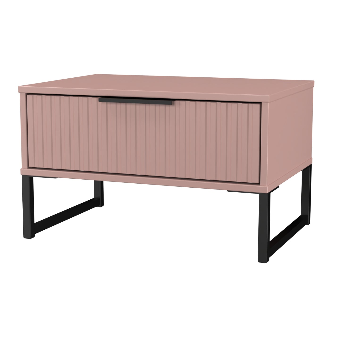 Fluted Side Table Pink 1 Drawer 58cm